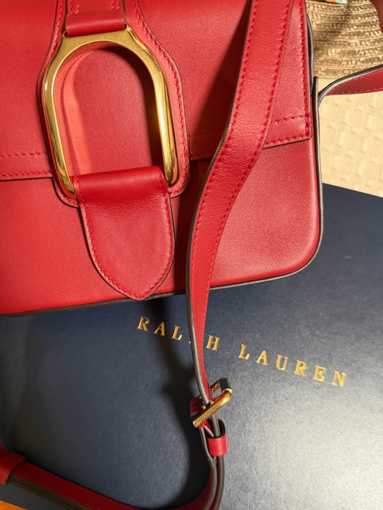 Ralph Lauren Handbags - Wellington Ralph Lauren Red Leather Shoulder Bag with Gold Hardware